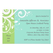 Green and Blue Swirl Corporate Party Invitation