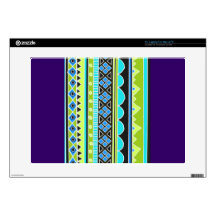 Green and blue tribal pattern laptop decals