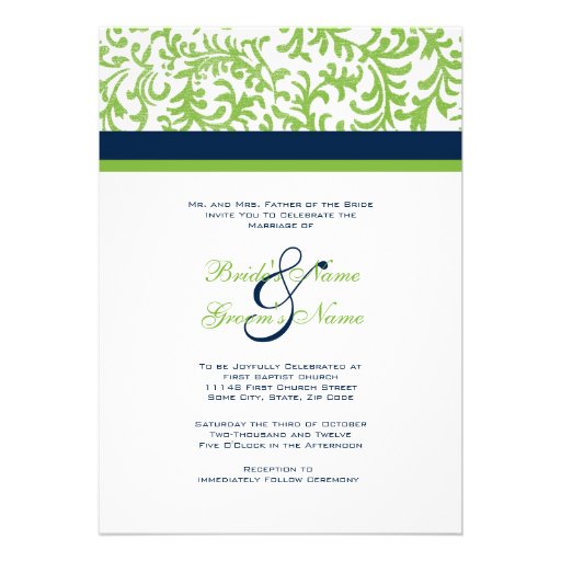 Green and Blue Wedding Invitation