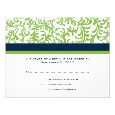 Green and Blue Wedding RSVP Personalized Invitations