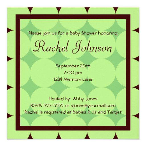 Green And Brown Baby Shower Invitation