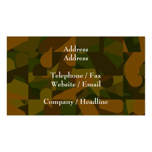 Green and Brown Camo, Abstract Pattern. Business Cards (back side)