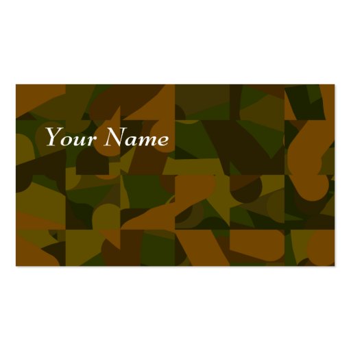 Green and Brown Camo, Abstract Pattern. Business Cards (front side)