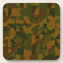 Green and Brown Camo, Abstract Pattern. Coasters