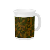 Green and Brown Camo, Abstract Pattern. Drink Pitchers