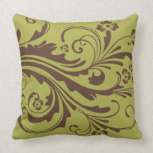 Green and Brown Country Floral Pillows