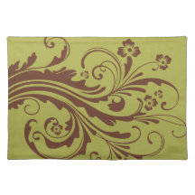 Green and Brown Country Floral Place Mats