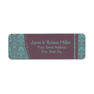 Green And Brown Damask Return Address Label