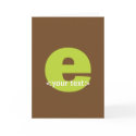 Green and Brown Monogram - Letter E cards