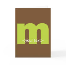 Green and Brown Monogram - Letter M Greeting Cards