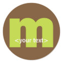 Green and Brown Monogram - Letter M stickers