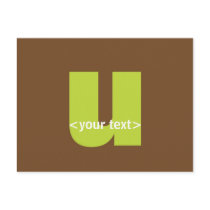 Green and Brown Monogram - Letter U postcards