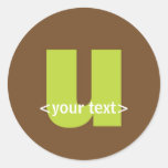 Green and Brown Monogram - Letter U Sticker