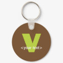 Green and Brown Monogram - Letter V keychains