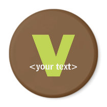 Green and Brown Monogram - Letter V magnets