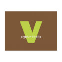 Green and Brown Monogram - Letter V postcards
