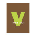 Green and Brown Monogram - Letter V postcards
