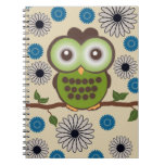 Green and Brown Owl  Notebook notebooks
