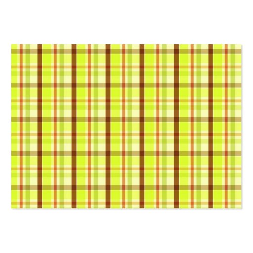 Green and brown plaid pattern business card template (back side)