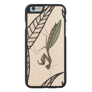 Green And Brown Praying Mantis On Leaves Carved® Maple iPhone 6 Case