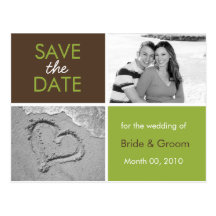 Green and Brown Save the Date Photo Postcards