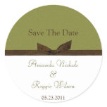 Green and Brown Save The Date Sticker