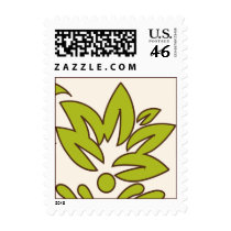 Green and Brown Stylized flower postage