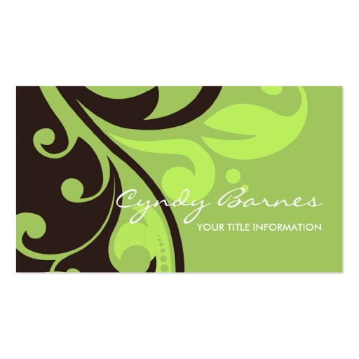 Green and Brown Swirls Business Card (front side)