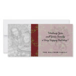 green and burgundy red chandelier damask christmas photo greeting card