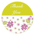 Green and fuchsia Flowers Thank You Envelope Seals sticker