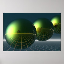 Green and Gold  Balls with Tree Fantasy poster posters