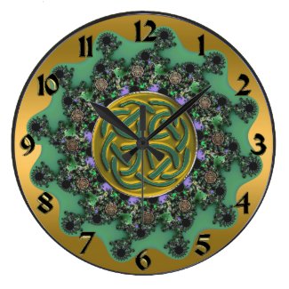 Green and Gold Celtic Mandala with Knot Clock