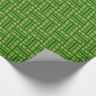 Green and Gold Christmas Text-based Giftwrap Gift Wrap
