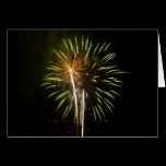 Green and Gold Fireworks Note Card