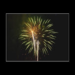 Green and Gold Fireworks Postcard
