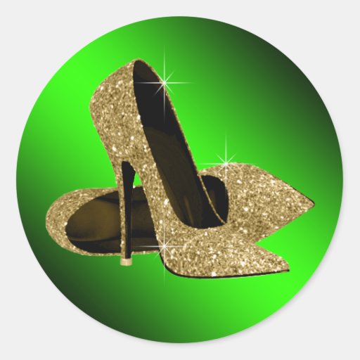 Green and Gold High Heel Shoe Stickers | Zazzle