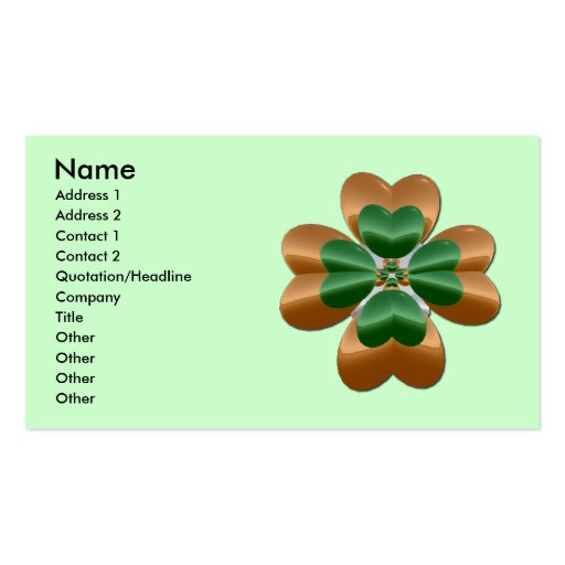 Green and Gold Irish Shamrock Business Card
