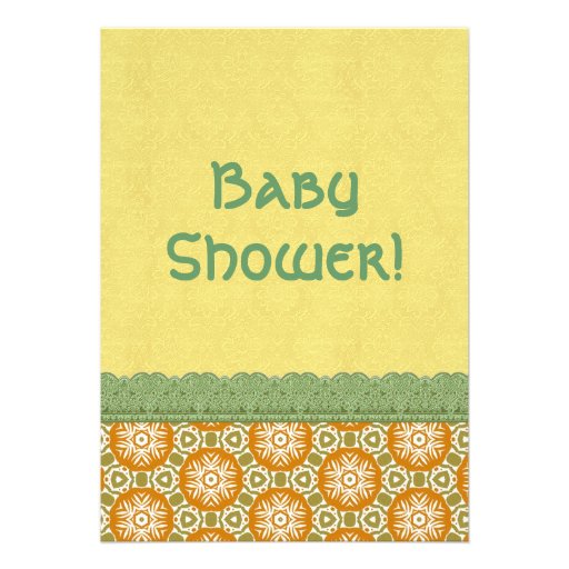 ... and Gold Lace Neutral Baby Shower Template Personalized Invitation