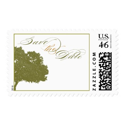 Green and gold Save the date postage