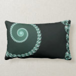 Green and Gray Fractal Spiral Throw Pillows