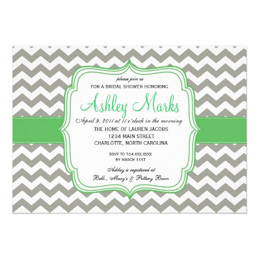 Green and Grey Chevron Invitation