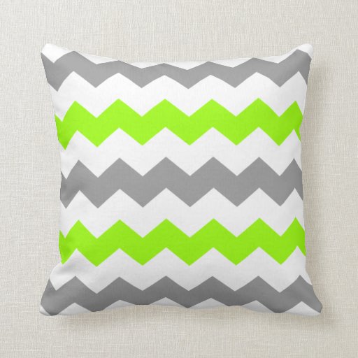 Green and Grey Chevron Throw Pillow Zazzle