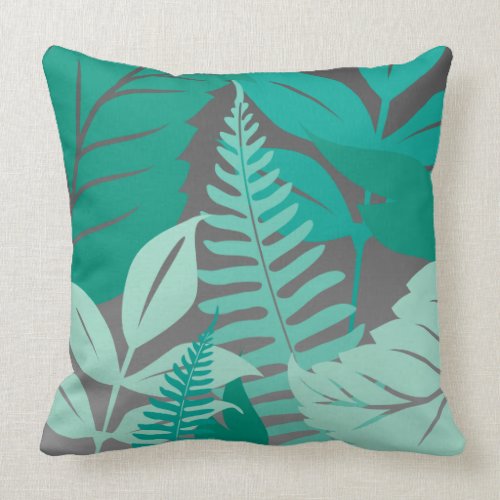 Green and Grey Leaf Print Pillows