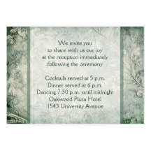 Green and Ivory Floral Reception Enclosure Card Business Card