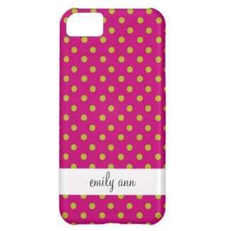 Green and Magenta Polka Dots Pattern iPhone 5C Cover