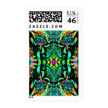 Green and Multicolor Pattern Abstract Design. Stamps