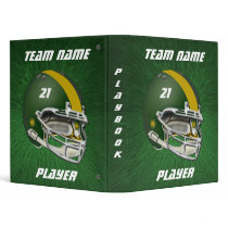 Green and Mustard Yellow Football Helmet binders by tjssportsmania Green and Mustard Yellow Football Helmet binders