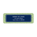 Green and Navy Blue Greek Key Pattern Return Address Labels