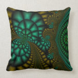 green and olive fractal pillow