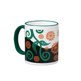 Green and orange Art nouveau floral mug mug